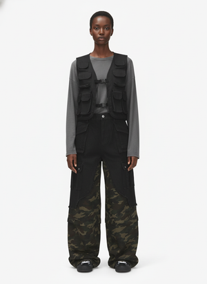 Retro Camouflage Faux Two-Piece Detachable Patchwork Pants - thumbnail 3