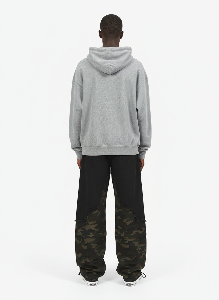 Retro Camouflage Faux Two-Piece Detachable Patchwork Pants - image 7