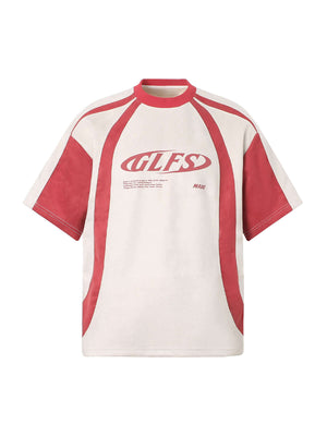 Add edge to your everyday look with the Jersey Deconstructed Contrast Color Stitching T Shirt. Made from a soft, breathable cotton blend, this short-sleeve tee features a modern color-block design and bold graphic branding that captures true streetwear at