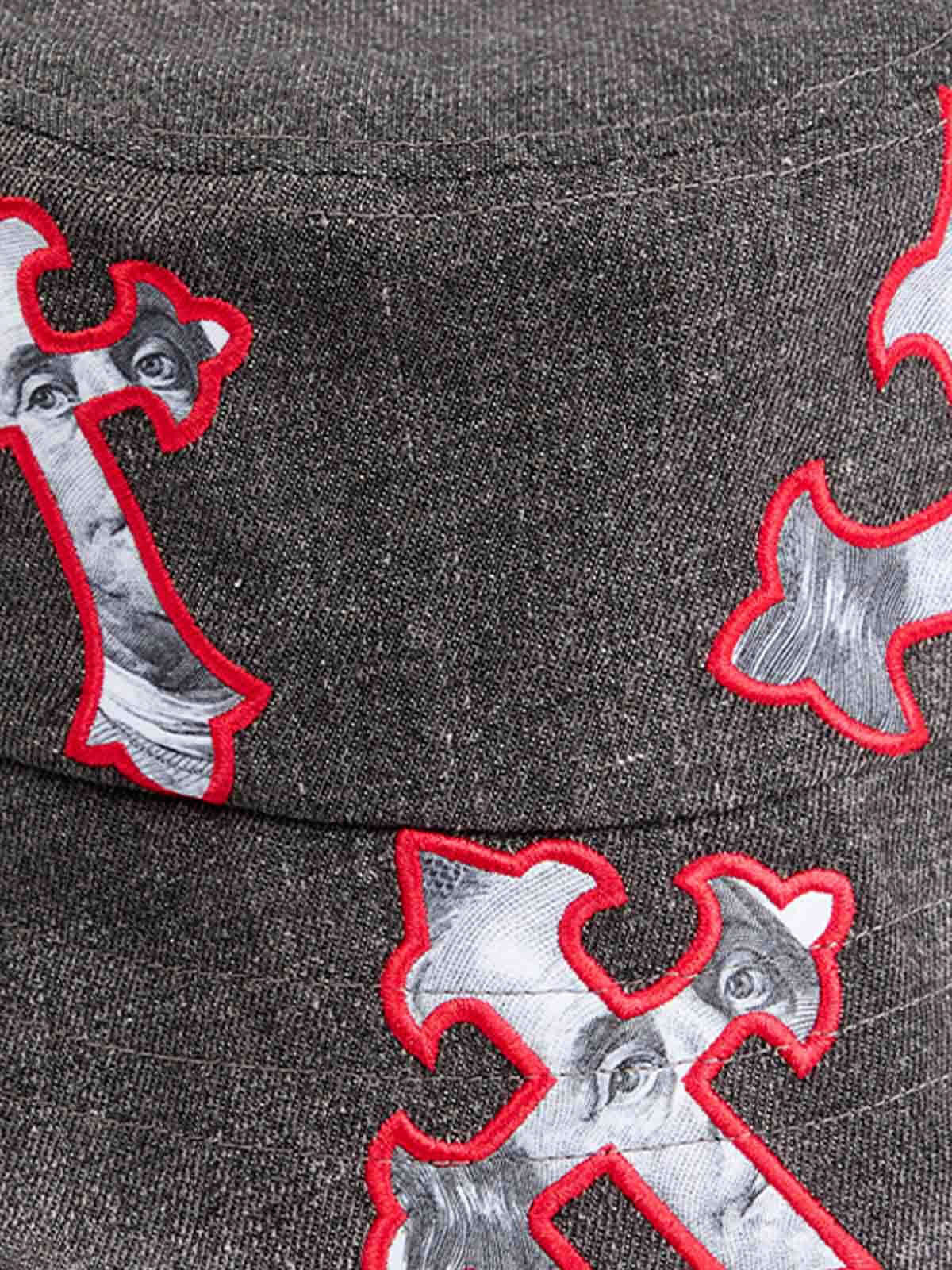 Make a bold fashion statement with the Cross And Portrait Denim Bucket Hat — a standout piece that blends edgy design with modern streetwear aesthetics. Crafted from a premium cotton blend, this structured hat features an embroidered cross design with a s