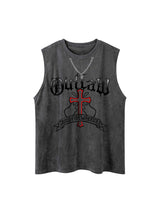 Command attention with the Cross Chain Suede Street Rap Sleeveless Vest — a bold fusion of streetwear energy and rugged attitude. Made from soft cotton with a distressed finish, this sleeveless vest features a striking red cross graphic and chain-inspired