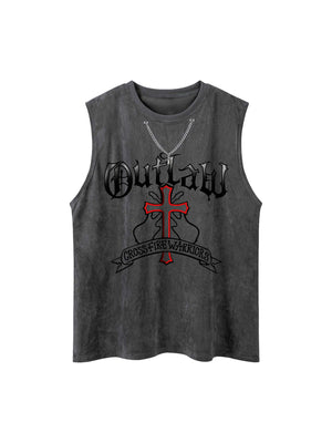 Command attention with the Cross Chain Suede Street Rap Sleeveless Vest — a bold fusion of streetwear energy and rugged attitude. Made from soft cotton with a distressed finish, this sleeveless vest features a striking red cross graphic and chain-inspired