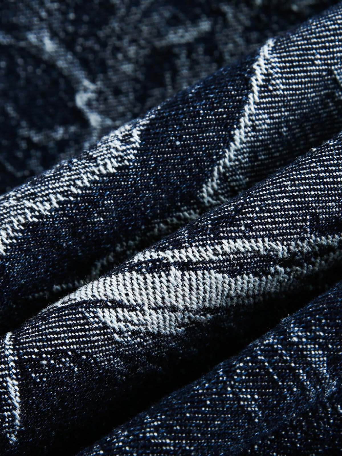 Stay protected and stylish with the Cross Jacquard Zip Up Denim Jacket — a modern essential for winter streetwear. Crafted from durable water-resistant nylon, this jacket features a reflective surface for enhanced visibility, a zippered front closure, and