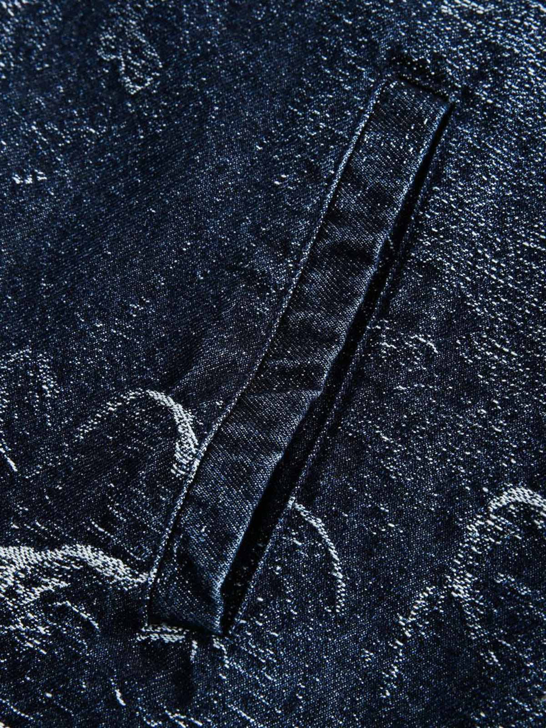 Stay protected and stylish with the Cross Jacquard Zip Up Denim Jacket — a modern essential for winter streetwear. Crafted from durable water-resistant nylon, this jacket features a reflective surface for enhanced visibility, a zippered front closure, and
