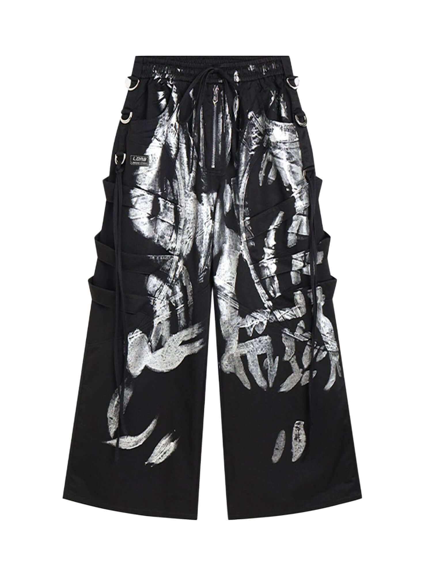 Deconstructed Brushed Silver Ribbon Drawstring Pant Streetwear