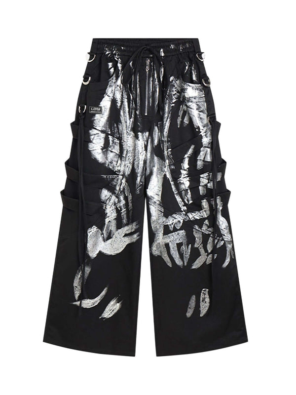 Deconstructed Brushed Silver Ribbon Drawstring Pant Streetwear