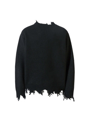 Add effortless edge to your wardrobe with the Distressed Quarter Zip Sweater. Made from a soft and breathable cotton blend, this versatile sweater features a half-zip closure, ribbed cuffs and hem, and distressed edges for a bold, urban look. Perfect for