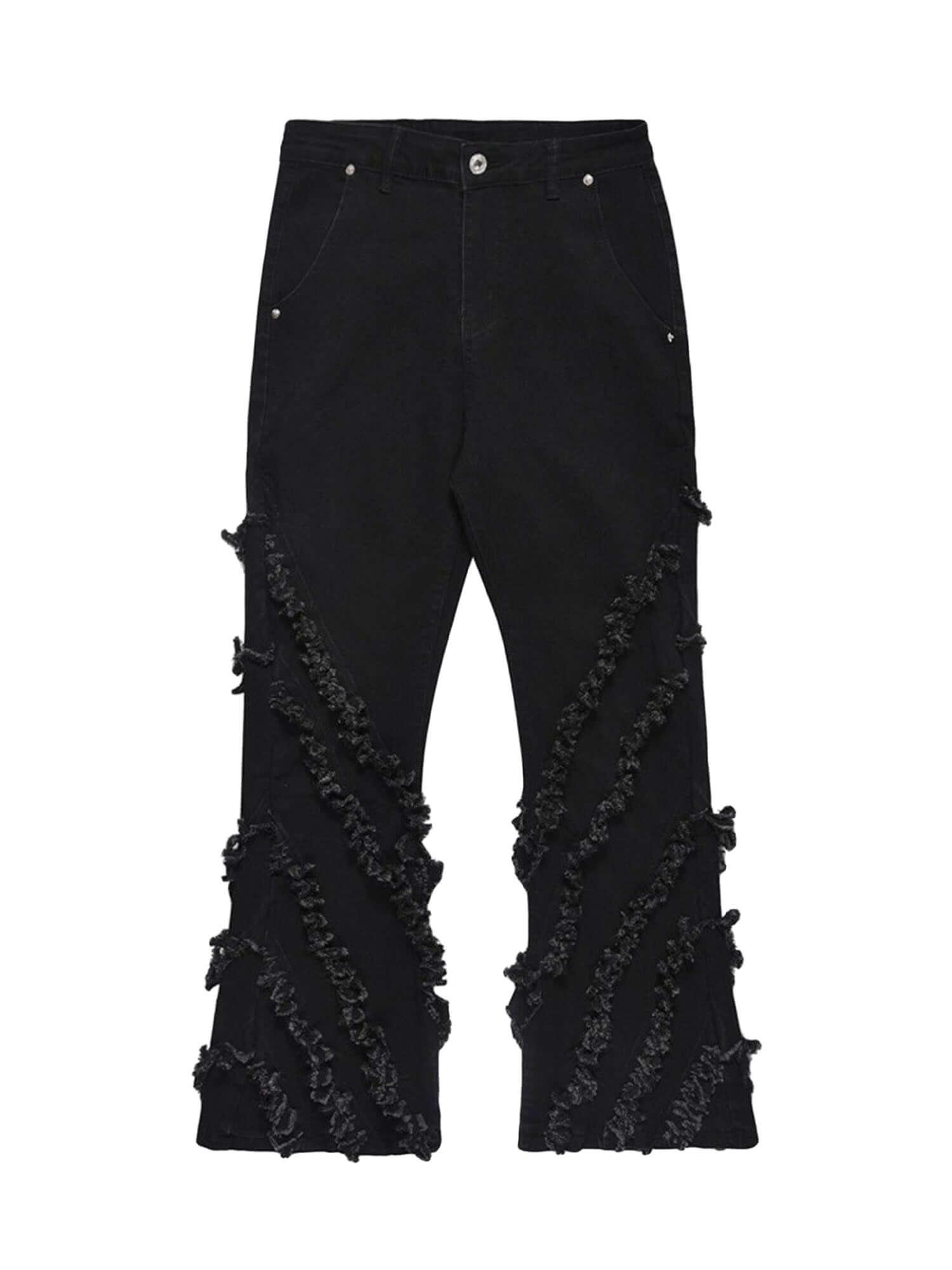 Vintage Rough Edge Flared Jeans Ruched Street Style - 10608