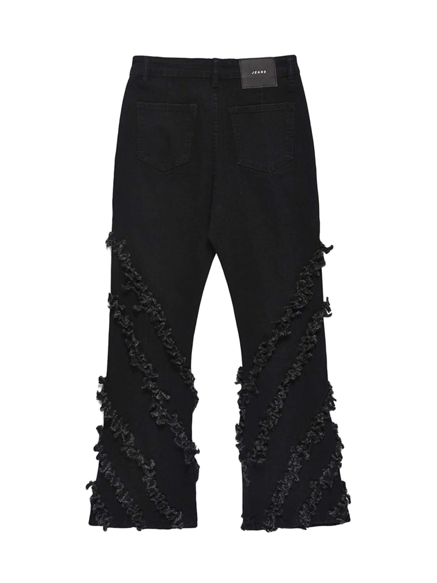 Vintage Rough Edge Flared Jeans Ruched Street Style - 10608