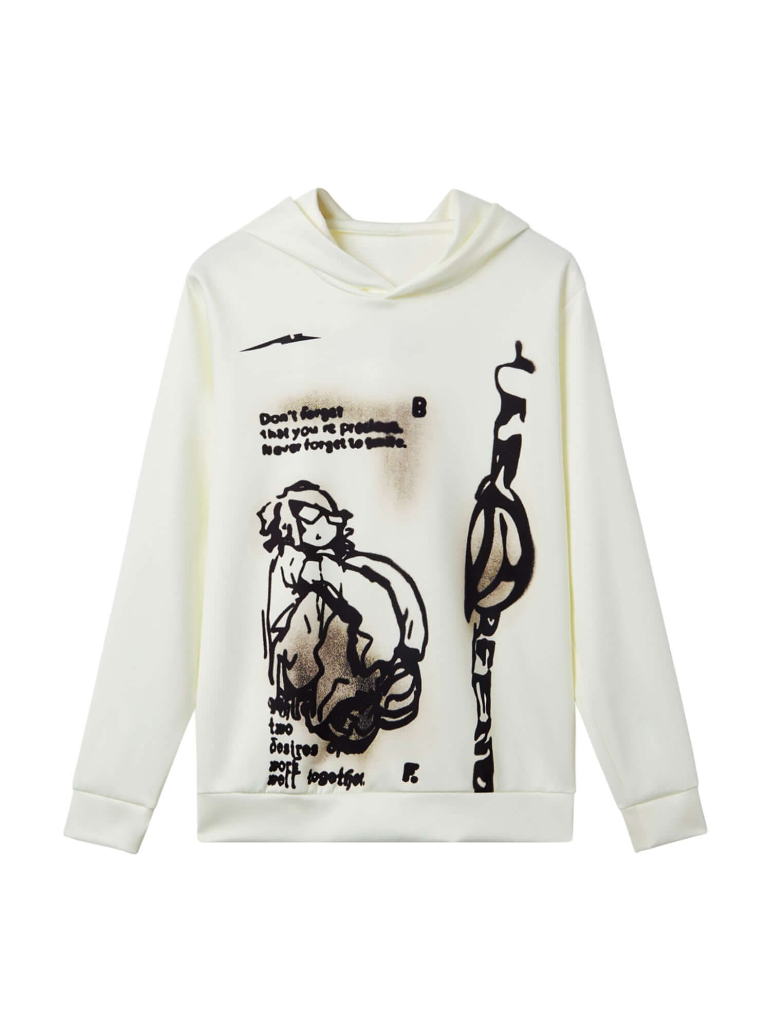 Line Painted Character Hoodie Chinese Graphic Streetwear - 3007