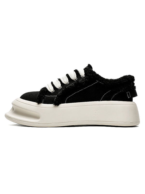 Fuzzy Trim Chunk Shoes Streetwear