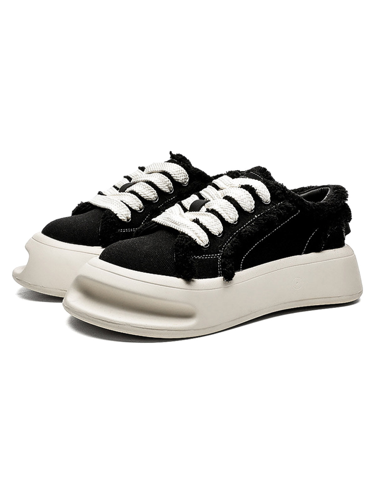 Fuzzy Trim Chunk Shoes Streetwear