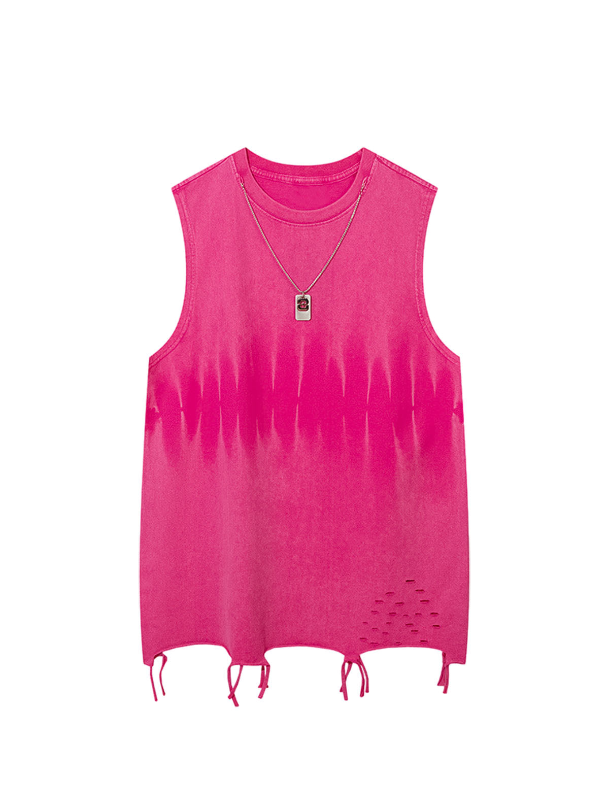 Gradient Tie Dye Raw Edge Vest Streetwear