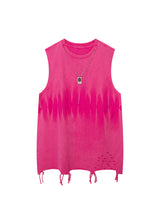 Gradient Tie Dye Raw Edge Vest Streetwear