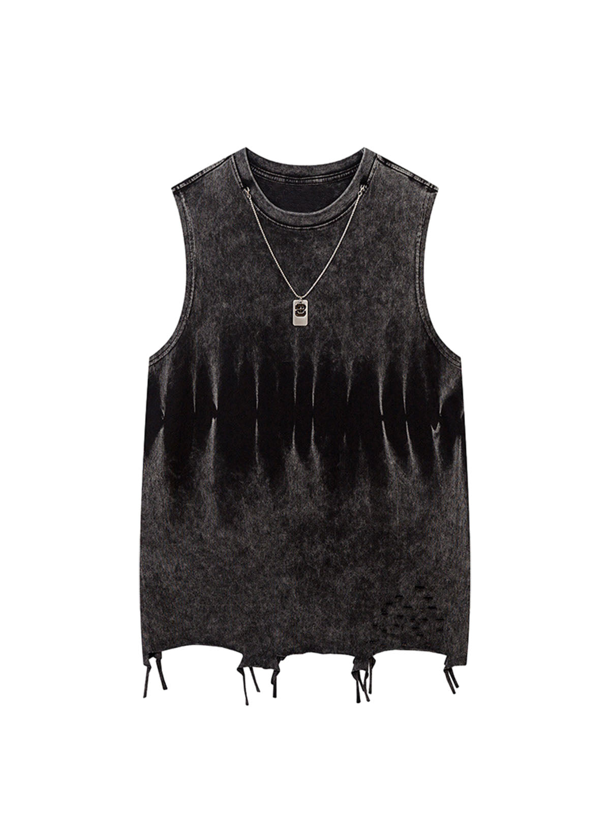 Gradient Tie Dye Raw Edge Vest Streetwear