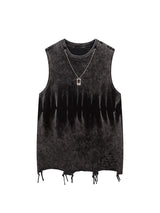 Gradient Tie Dye Raw Edge Vest Streetwear