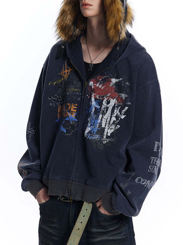 Level up your streetwear with the Graffiti Cardigan Hoodie — a bold blend of comfort, color, and anime-inspired edge. Made from a soft cotton blend, this zip-up hoodie features a striking graphic print influenced by the iconic Gundam series, offering both
