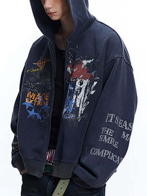 Level up your streetwear with the Graffiti Cardigan Hoodie — a bold blend of comfort, color, and anime-inspired edge. Made from a soft cotton blend, this zip-up hoodie features a striking graphic print influenced by the iconic Gundam series, offering both