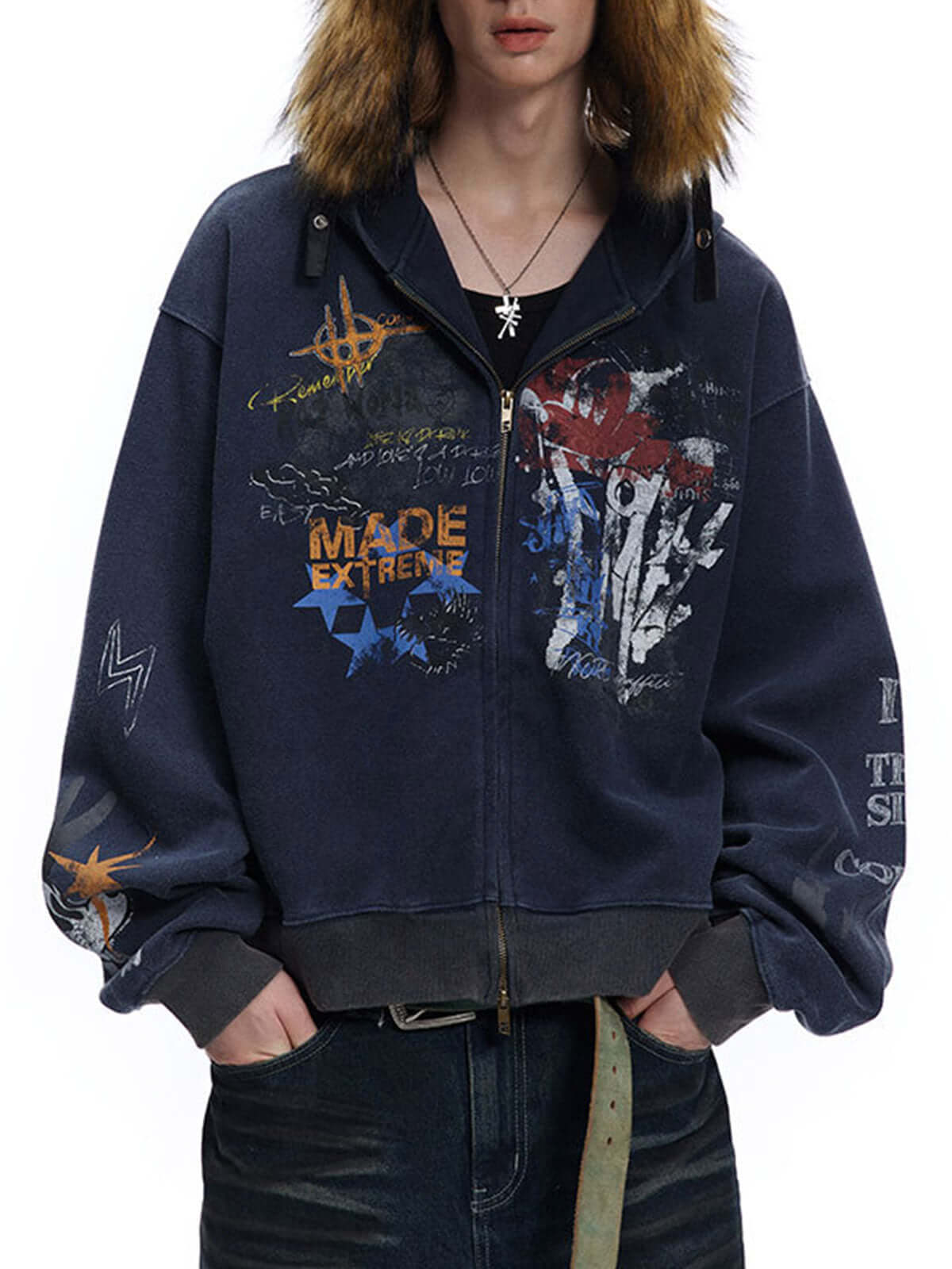 Level up your streetwear with the Graffiti Cardigan Hoodie — a bold blend of comfort, color, and anime-inspired edge. Made from a soft cotton blend, this zip-up hoodie features a striking graphic print influenced by the iconic Gundam series, offering both