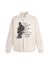 Turn heads with the Graphic Portrait Print Long Sleeve Shirt — a bold expression of urban creativity and comfort. Made from a soft cotton blend, this shirt features a standout street art portrait graphic combined with handwritten text details, giving it a