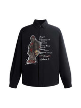 Turn heads with the Graphic Portrait Print Long Sleeve Shirt — a bold expression of urban creativity and comfort. Made from a soft cotton blend, this shirt features a standout street art portrait graphic combined with handwritten text details, giving it a