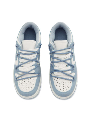 Step into effortless streetwear with the Haze Blue Love Breathable Board Shoes — the perfect balance of comfort, durability, and fresh style. Crafted from lightweight canvas with a sturdy rubber sole, these sneakers feature a classic lace-up closure, perf