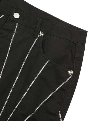 Black Stitched Jeans with Star Embroidery – waistband close-up | XoKool