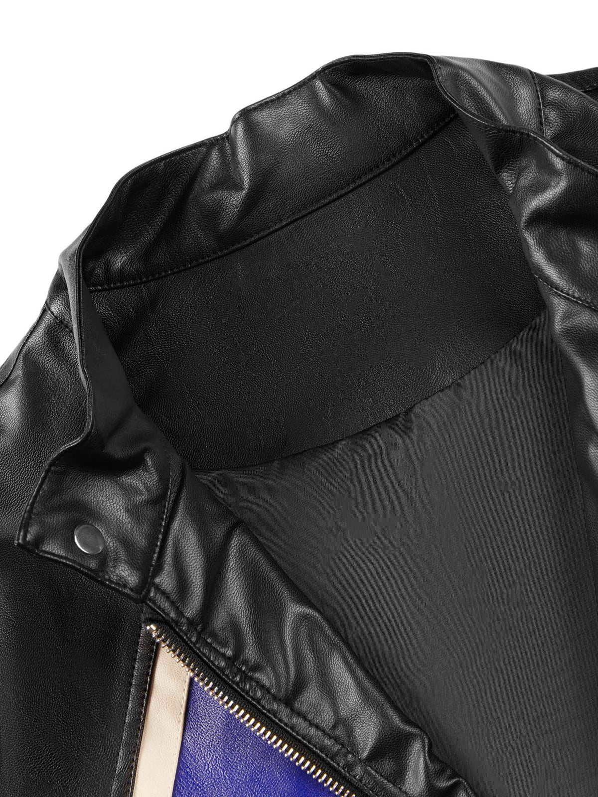 Kunstleder Moto Jacket mit Stern-Print – Kragen und Futter im Detail | XoKool