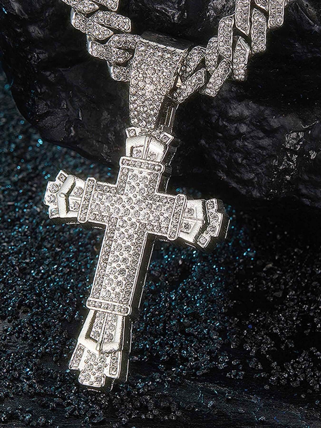 Add a bold statement to your streetwear with the High Street Cross Necklace — a high-polish piece that balances luxury and edge. Made from durable stainless steel and fully encrusted with sparkling cubic zirconia stones, this necklace delivers standout sh