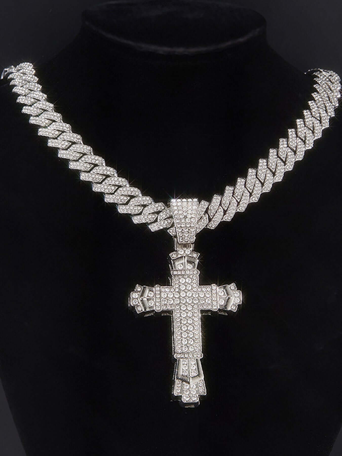 Add a bold statement to your streetwear with the High Street Cross Necklace — a high-polish piece that balances luxury and edge. Made from durable stainless steel and fully encrusted with sparkling cubic zirconia stones, this necklace delivers standout sh