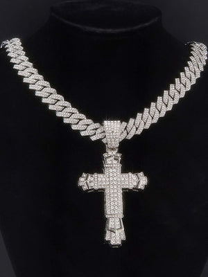 Add a bold statement to your streetwear with the High Street Cross Necklace — a high-polish piece that balances luxury and edge. Made from durable stainless steel and fully encrusted with sparkling cubic zirconia stones, this necklace delivers standout sh