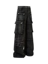 Upgrade your streetwear rotation with the High Street Embroidery Hip Hop Jeans. Crafted from a durable cotton blend, these jeans feature a utility-inspired design with multiple functional pockets, edgy zipper accents, and an adjustable waistband for a cus