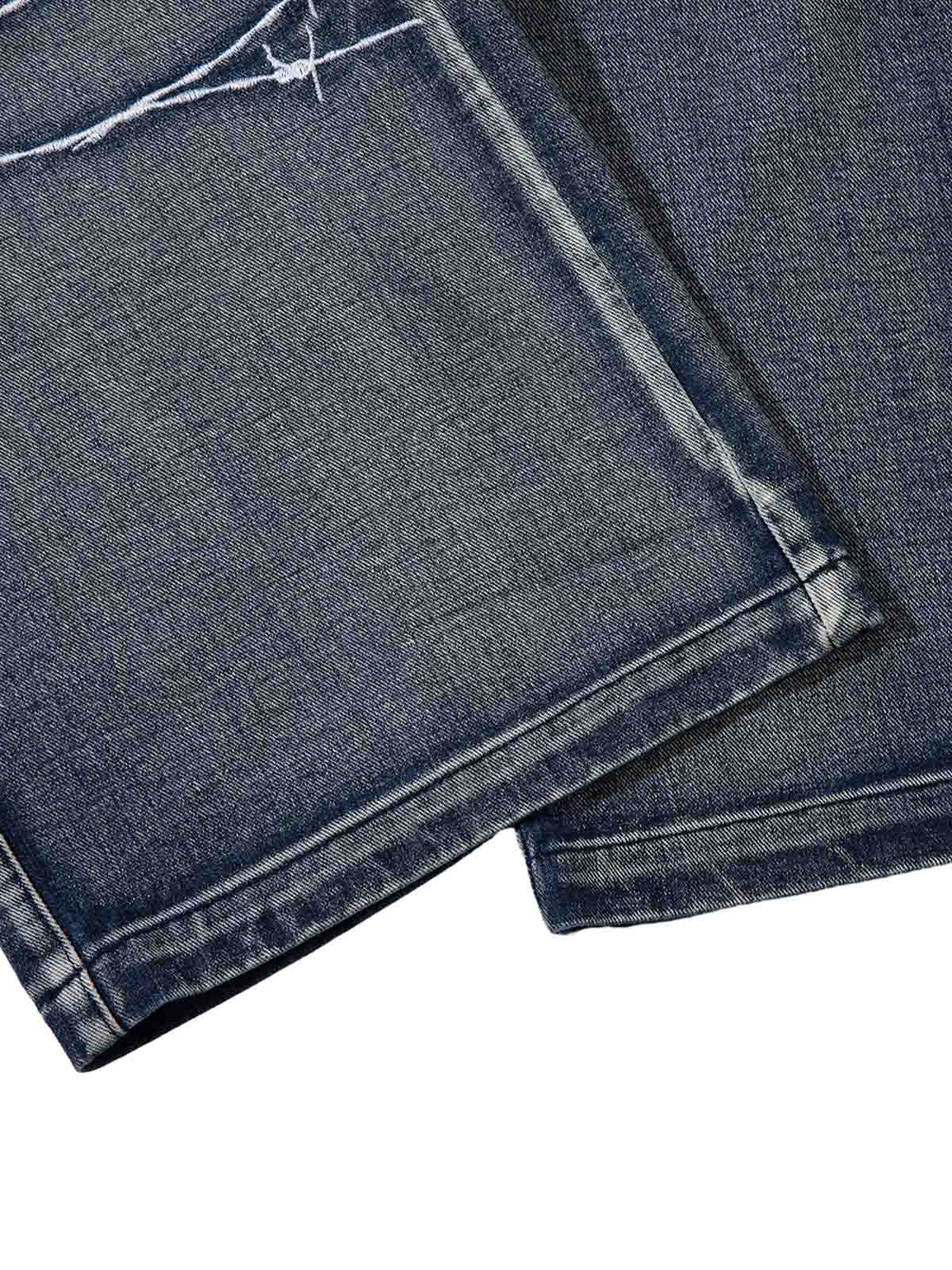 Upgrade your streetwear rotation with the High Street Embroidery Hip Hop Jeans. Crafted from a durable cotton blend, these jeans feature a utility-inspired design with multiple functional pockets, edgy zipper accents, and an adjustable waistband for a cus