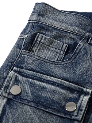 Upgrade your streetwear rotation with the High Street Embroidery Hip Hop Jeans. Crafted from a durable cotton blend, these jeans feature a utility-inspired design with multiple functional pockets, edgy zipper accents, and an adjustable waistband for a cus