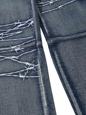 Upgrade your streetwear rotation with the High Street Embroidery Hip Hop Jeans. Crafted from a durable cotton blend, these jeans feature a utility-inspired design with multiple functional pockets, edgy zipper accents, and an adjustable waistband for a cus