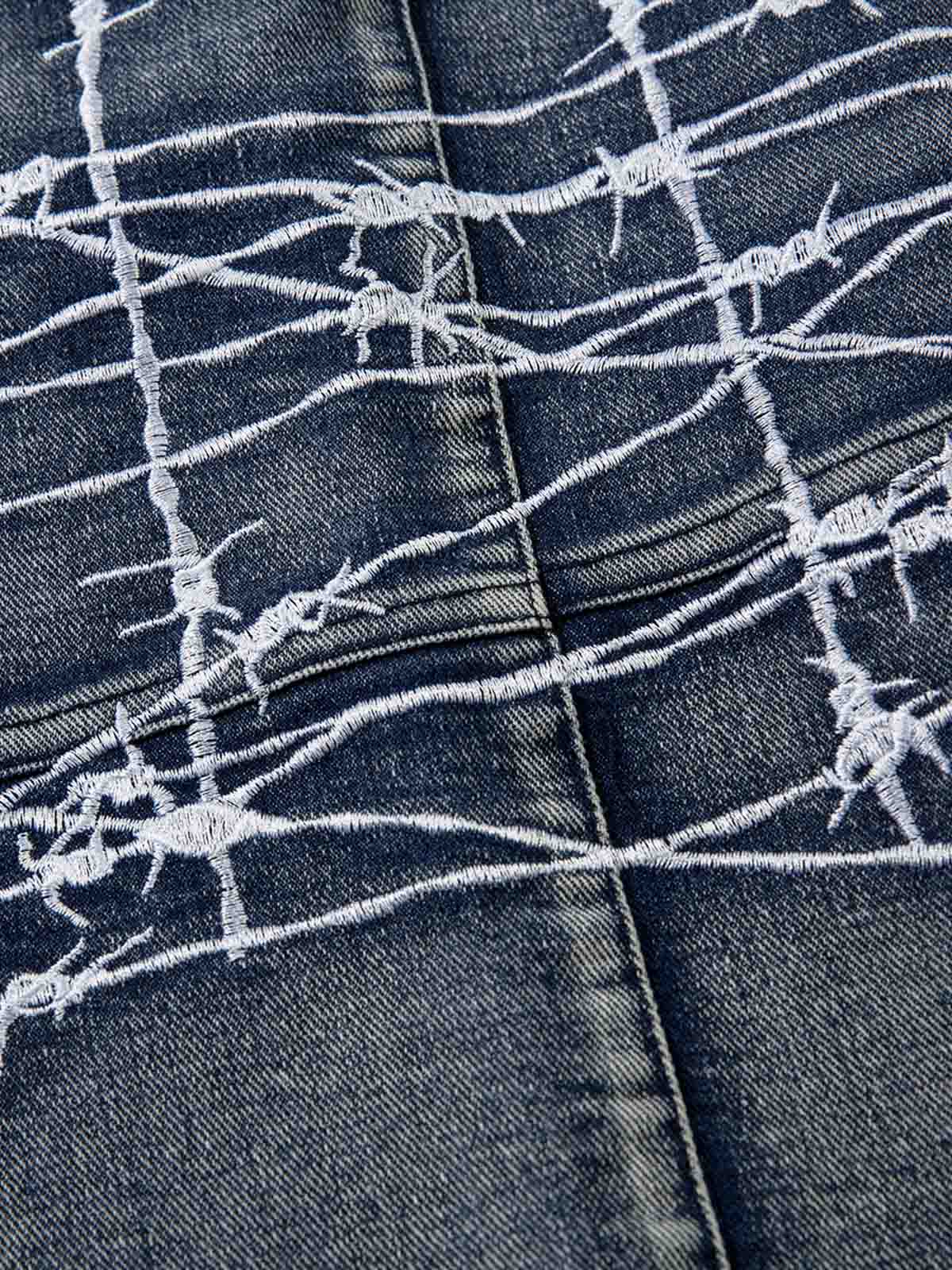 Upgrade your streetwear rotation with the High Street Embroidery Hip Hop Jeans. Crafted from a durable cotton blend, these jeans feature a utility-inspired design with multiple functional pockets, edgy zipper accents, and an adjustable waistband for a cus