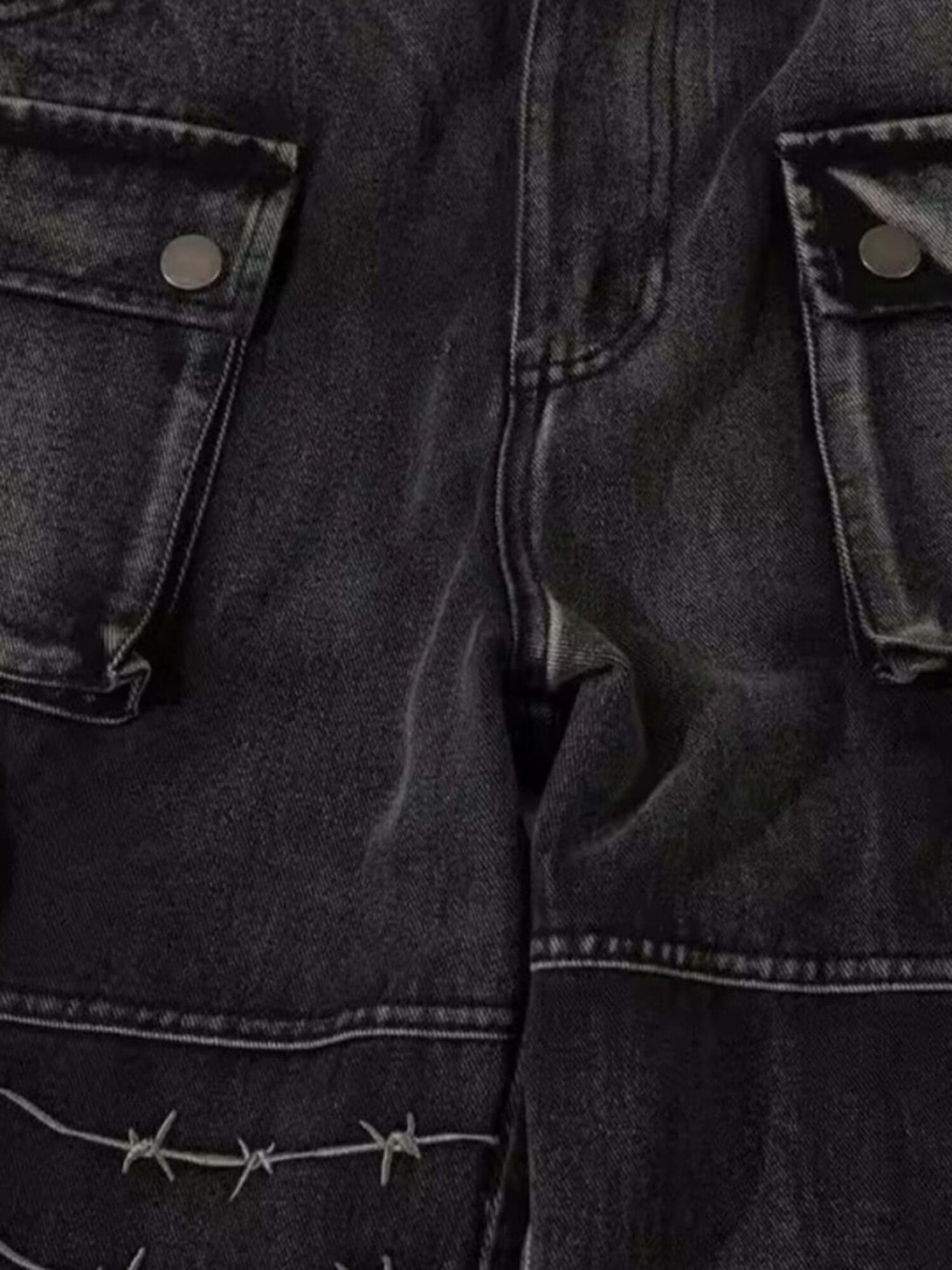 Upgrade your streetwear rotation with the High Street Embroidery Hip Hop Jeans. Crafted from a durable cotton blend, these jeans feature a utility-inspired design with multiple functional pockets, edgy zipper accents, and an adjustable waistband for a cus