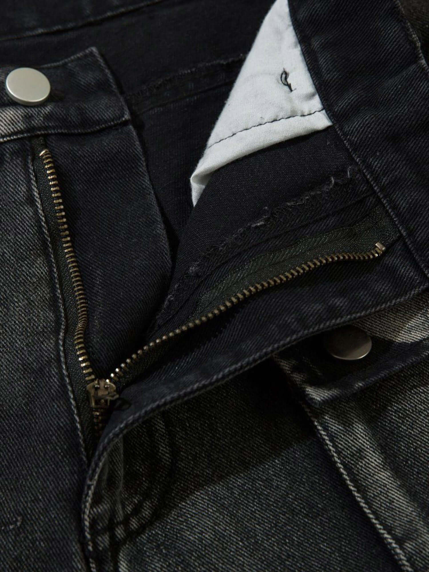 Upgrade your streetwear rotation with the High Street Embroidery Hip Hop Jeans. Crafted from a durable cotton blend, these jeans feature a utility-inspired design with multiple functional pockets, edgy zipper accents, and an adjustable waistband for a cus