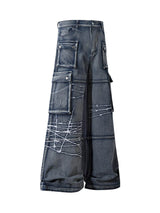 Upgrade your streetwear rotation with the High Street Embroidery Hip Hop Jeans. Crafted from a durable cotton blend, these jeans feature a utility-inspired design with multiple functional pockets, edgy zipper accents, and an adjustable waistband for a cus