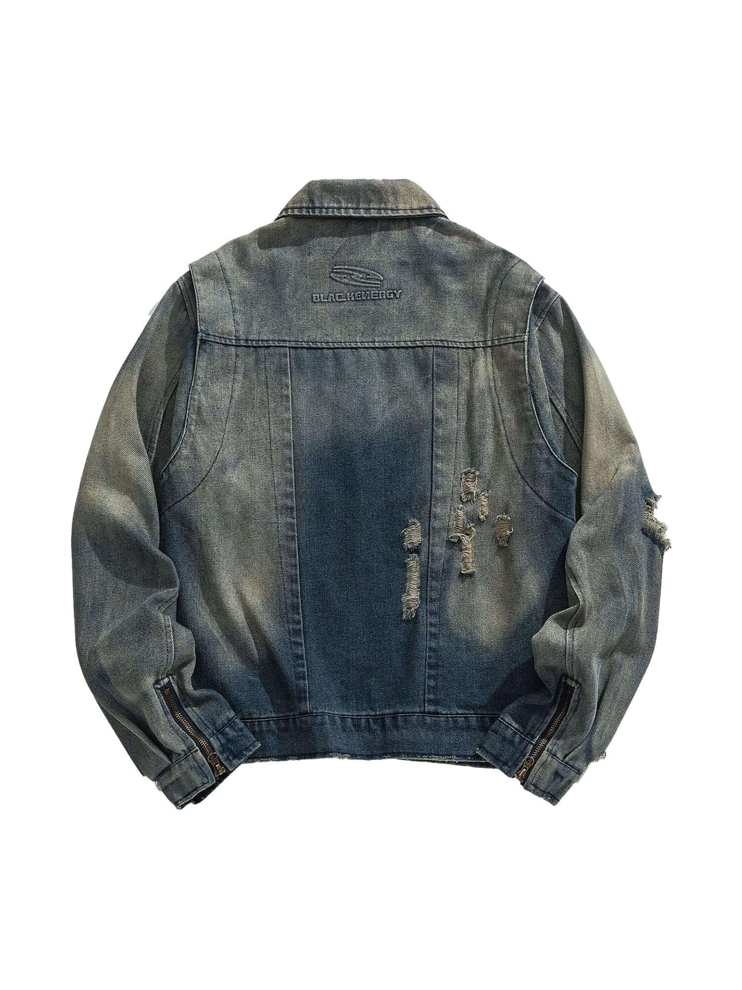 Elevate your casual streetwear with the High Street Hip-hop Distressed Washed Denim Jacket — a bold blend of vintage flair and modern edge. Made from durable denim, this jacket features a unique distressed finish, ribbed cuffs and hem for a snug fit, and