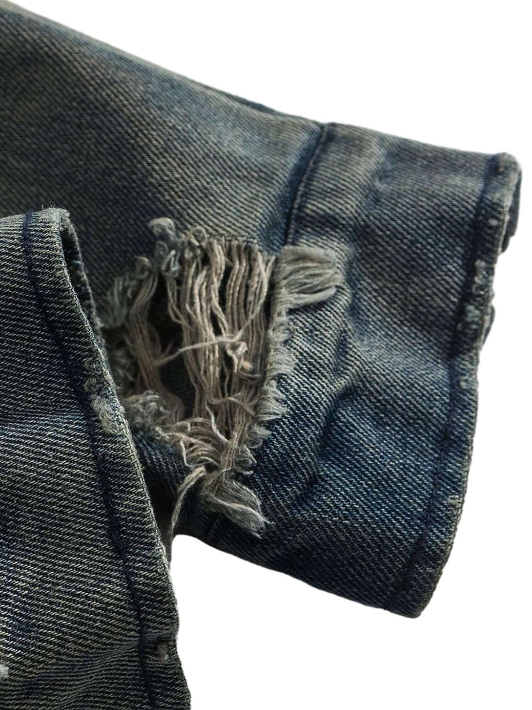 Elevate your casual streetwear with the High Street Hip-hop Distressed Washed Denim Jacket — a bold blend of vintage flair and modern edge. Made from durable denim, this jacket features a unique distressed finish, ribbed cuffs and hem for a snug fit, and