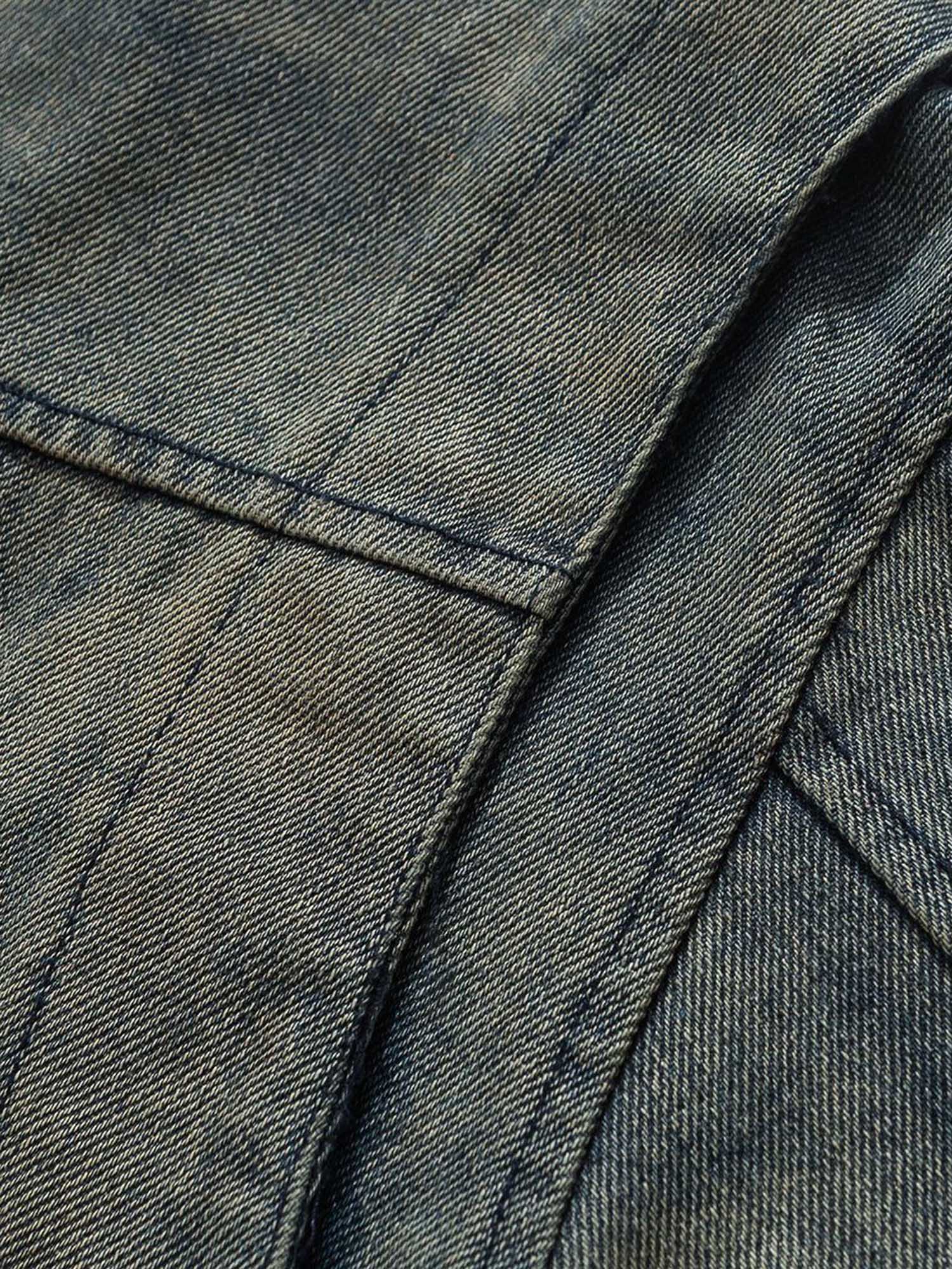 Elevate your casual streetwear with the High Street Hip-hop Distressed Washed Denim Jacket — a bold blend of vintage flair and modern edge. Made from durable denim, this jacket features a unique distressed finish, ribbed cuffs and hem for a snug fit, and