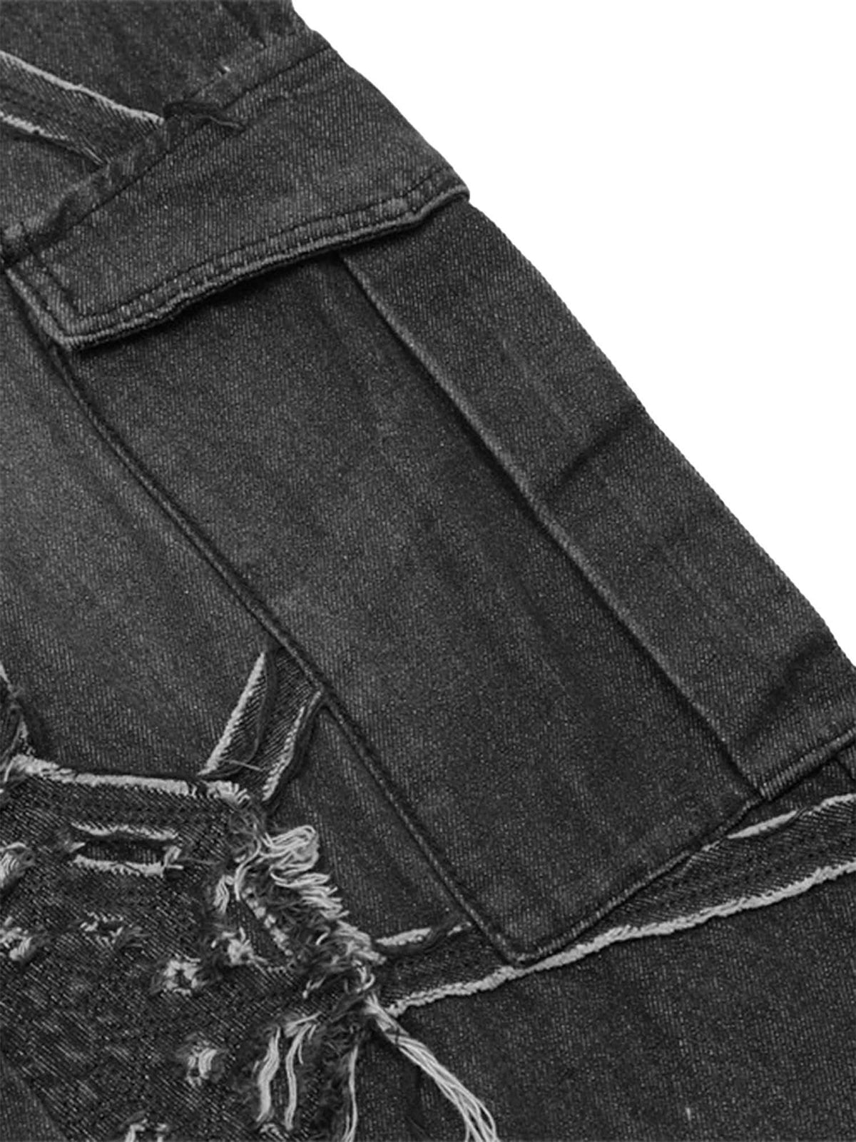 Spider Web Black Cargo Jeans – cargo pocket close-up | XoKool