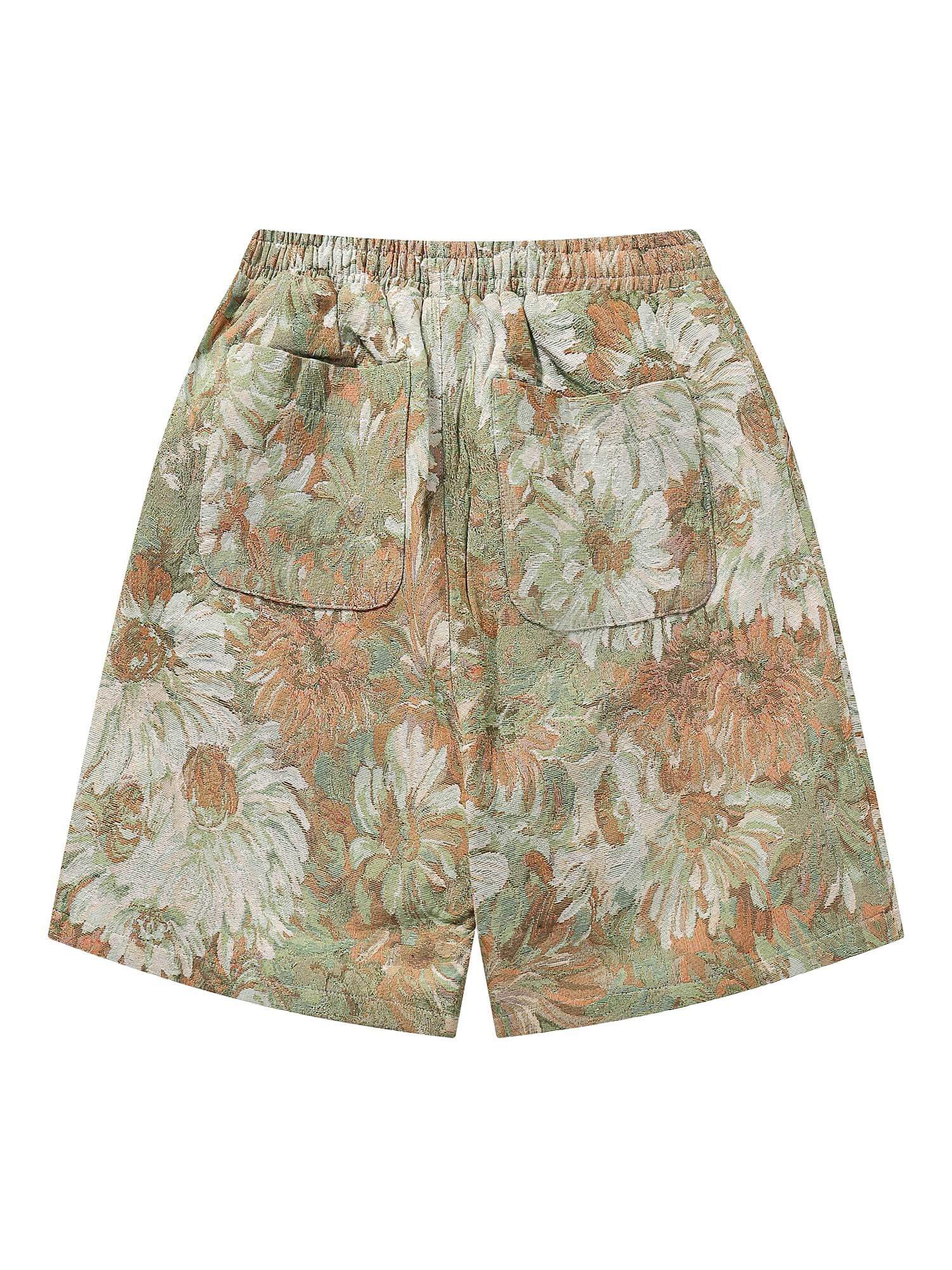 Bring bold vibes to your summer wardrobe with the High Street Jacquard Embroidery Shorts — the perfect blend of comfort and beach-ready flair. Made from a lightweight cotton blend, these shorts feature a vibrant tropical jacquard print, elastic waistband