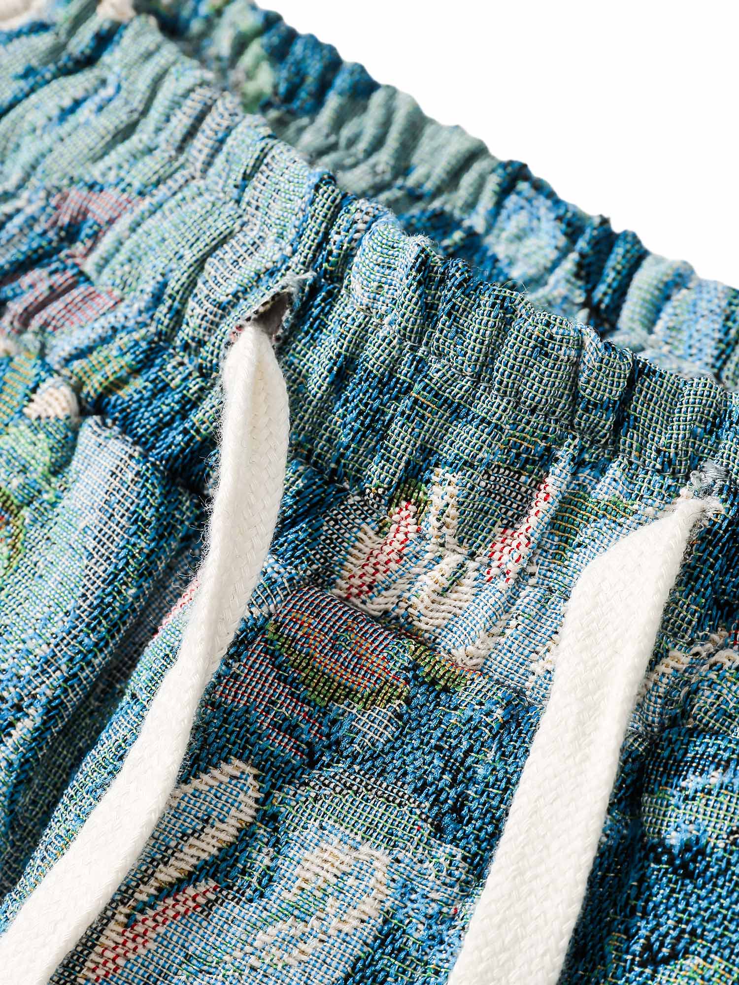 Bring bold vibes to your summer wardrobe with the High Street Jacquard Embroidery Shorts — the perfect blend of comfort and beach-ready flair. Made from a lightweight cotton blend, these shorts feature a vibrant tropical jacquard print, elastic waistband