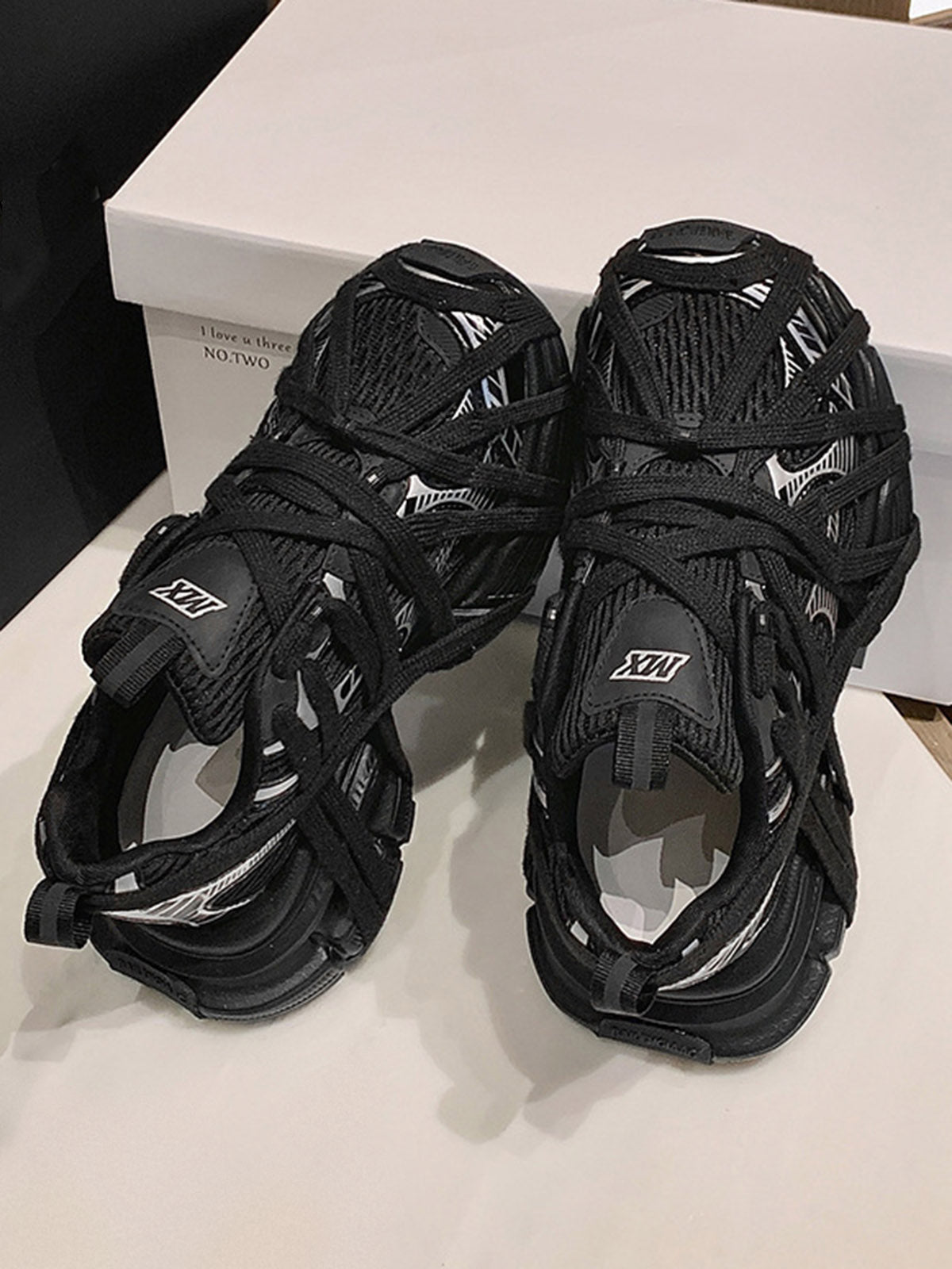 Zapatos dad chunky – par negro, vista superior | XoKool
