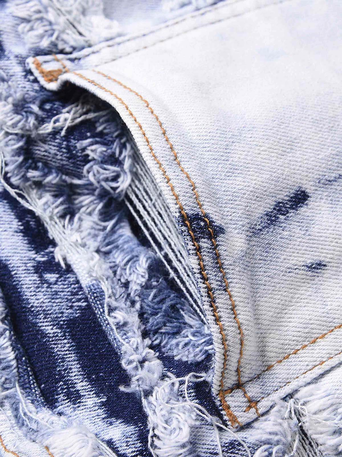 Jeans apilados deshilachados con efecto bleach – detalle del bolsillo para monedas | XoKool