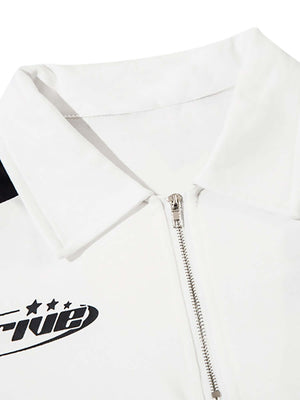 Add a sleek, motorsport-inspired edge to your look with the High Street Racing Long Sleeve Polo Shirt. Crafted from durable polyester, this bold top features a zippered front closure, ribbed cuffs and hem, and a high collar for added warmth and style. The