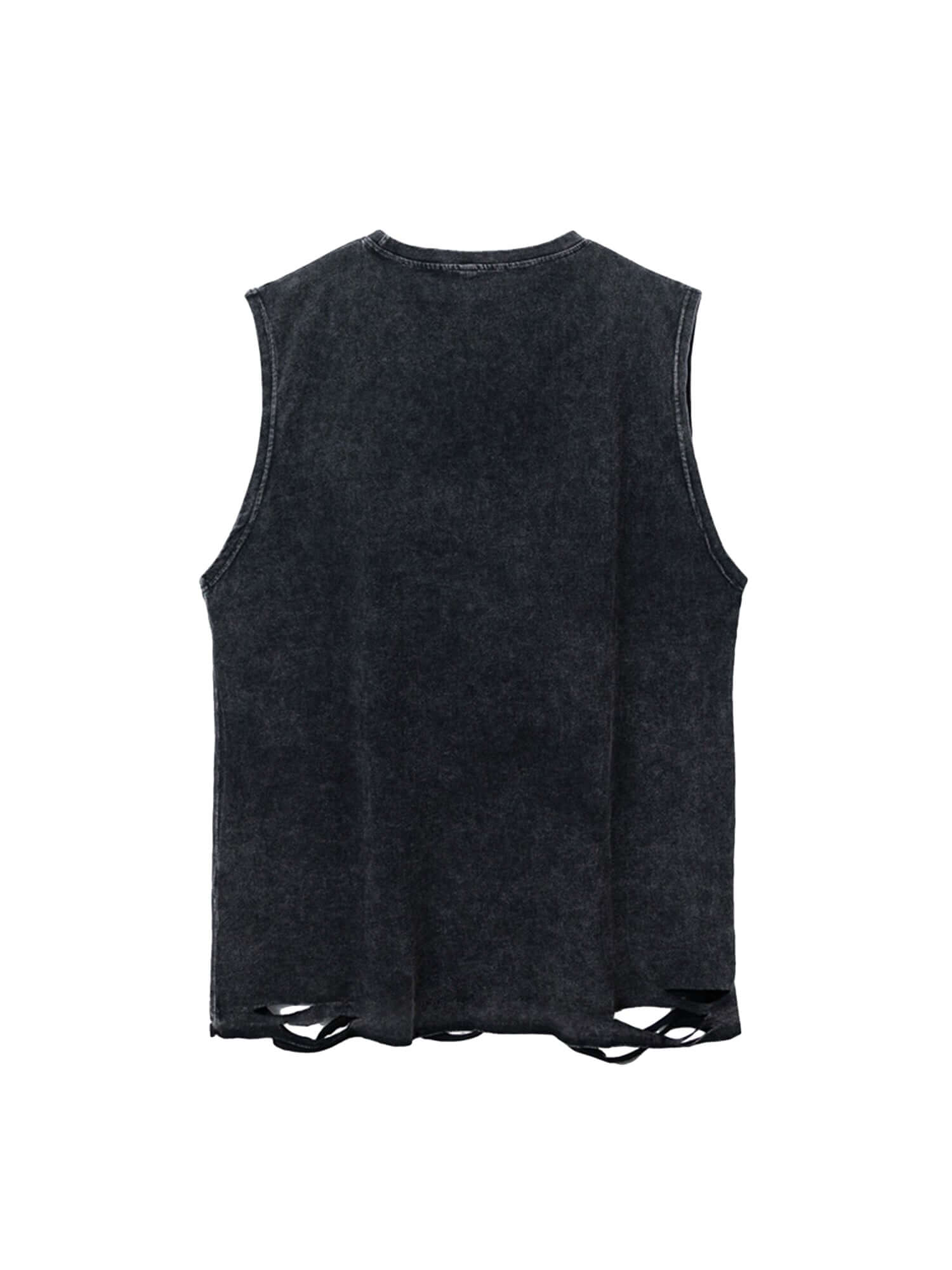 Bring bold attitude to your look with the High Street Ripped Retro Hip Hop Vest. Crafted from a soft cotton blend, this sleeveless V-neck vest features gothic-inspired graphics and heavily distressed edges for a raw, rebellious finish. The relaxed fit and