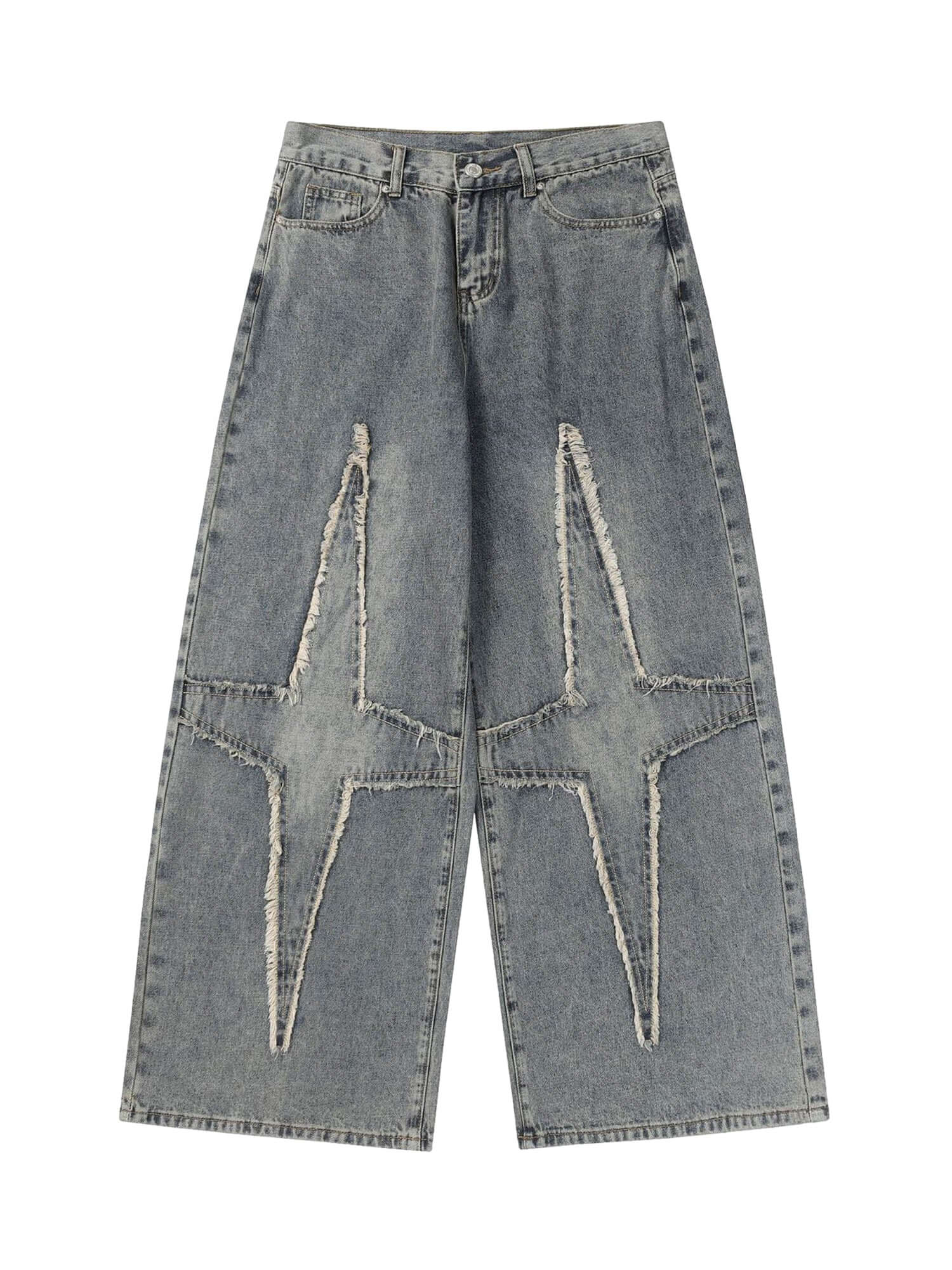 High Street Star Washed Jeans Streetwear
